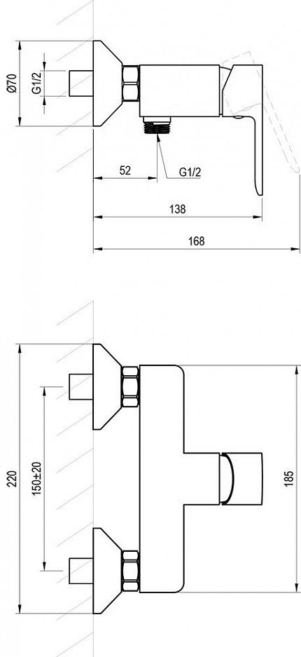 Смеситель для душа без лейки SL 032.00CR ХРОМ X070486