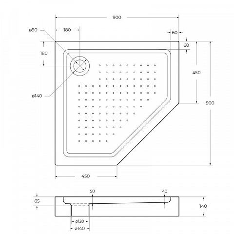BelBagno  TRAY-BB-P-90-15-W