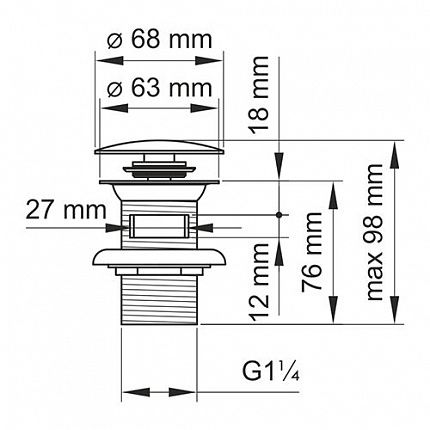 Донный клапан Wasserkraft Push-Up A073