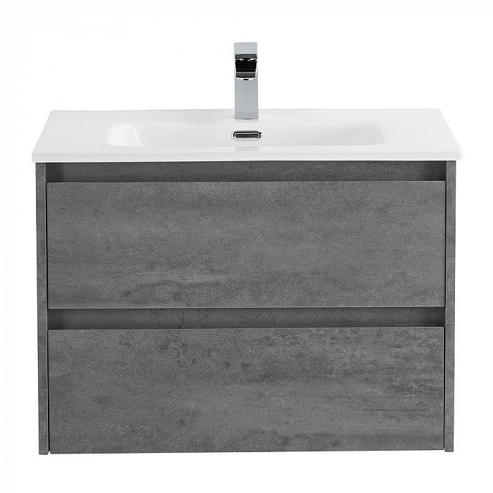 KRAFT База под раковину подвесная с двумя выкатными ящиками, Cemento Grigio, 700x460x500, KRAFT-700-2C-SO-CG