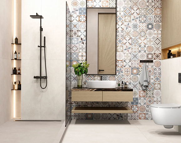 Керамогранит Alma Ceramica Beton Pro. Фото в интерьере