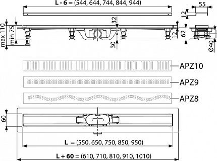 Душевой лоток AlcaPlast APZ10-550M Simple