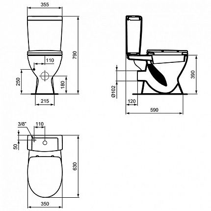 Унитаз-компакт Ideal Standard Eurovit V337101 с микролифтом