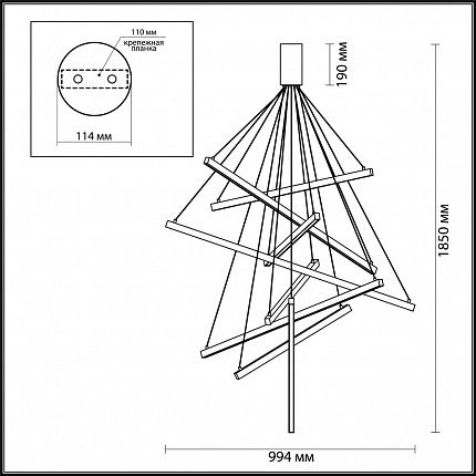 Подвесной светильник ODEON LIGHT COMETA 3860/96B L-VISION