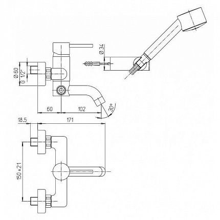 Смеситель для ванны Paini Cox 78PJ105 золото матовое PVD