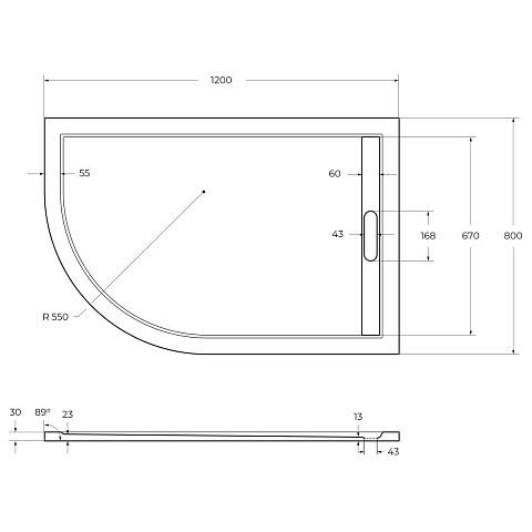 Cezares  TRAY-AS-RH-120/80-30-W-R