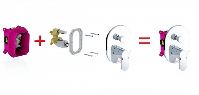 Смеситель скрытого монтажа Ravak Chrome CR 065.00 с переключателем для R-box X070056
