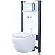 Комплект инсталляция с унитазом IDDIS Profix BASBQ01i73 с кнопкой смыва, хром + унитаз подвесной IDDIS Blanco Q безободковый, торнадо, с сиденьем микролифт, белый